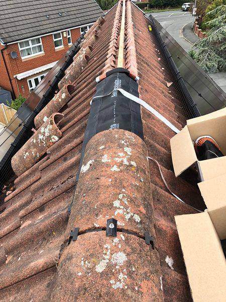 Ventilated roll run out along the batten, backing tape peeling away