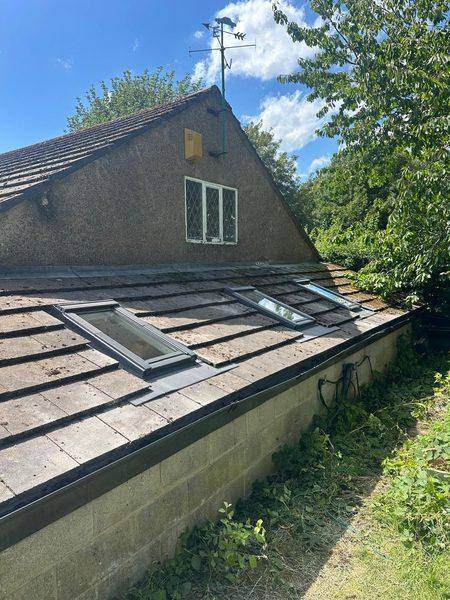 Both windows in, seen from the garden with the gable behind