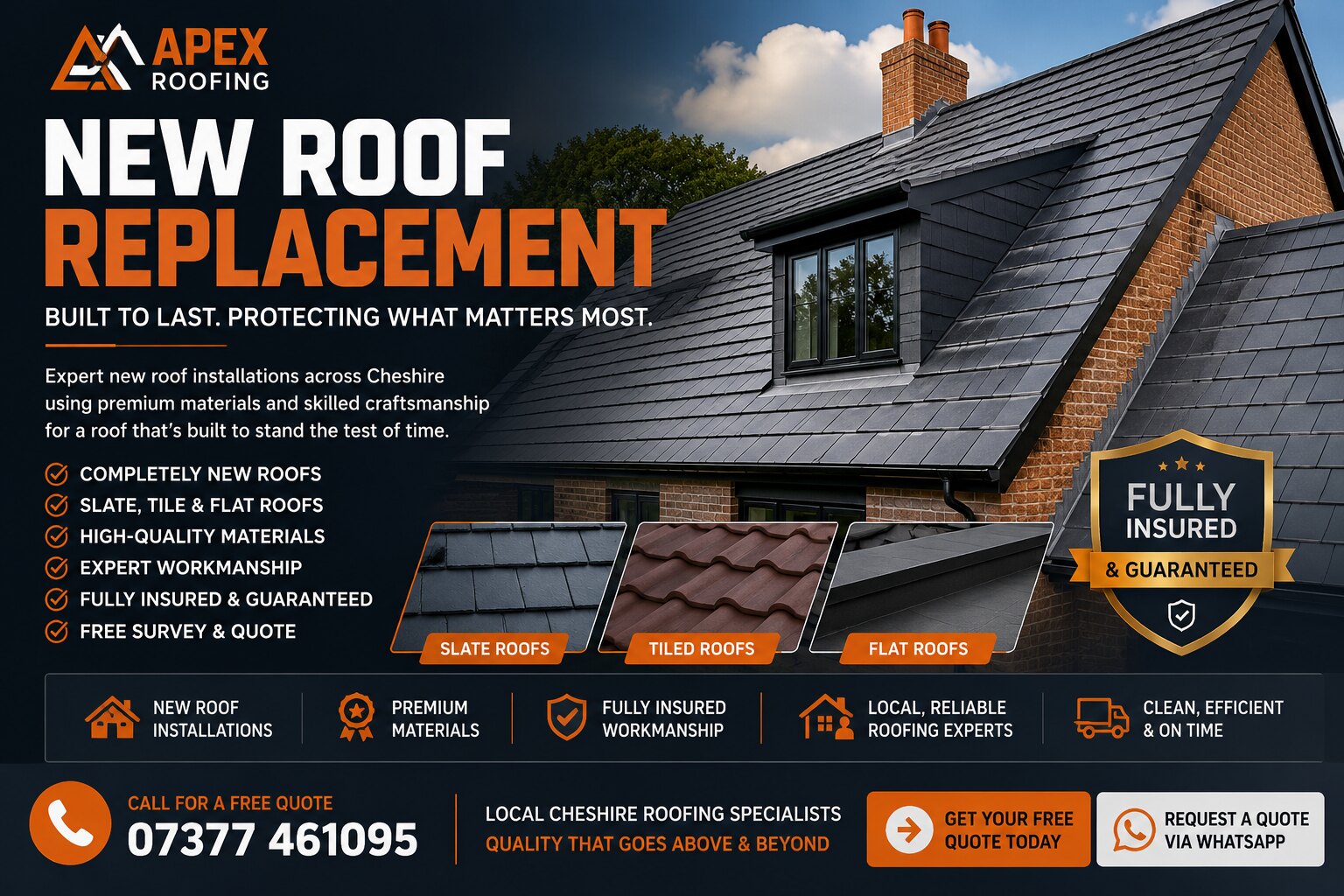 New roof replacement in Cheshire by Apex Roofing